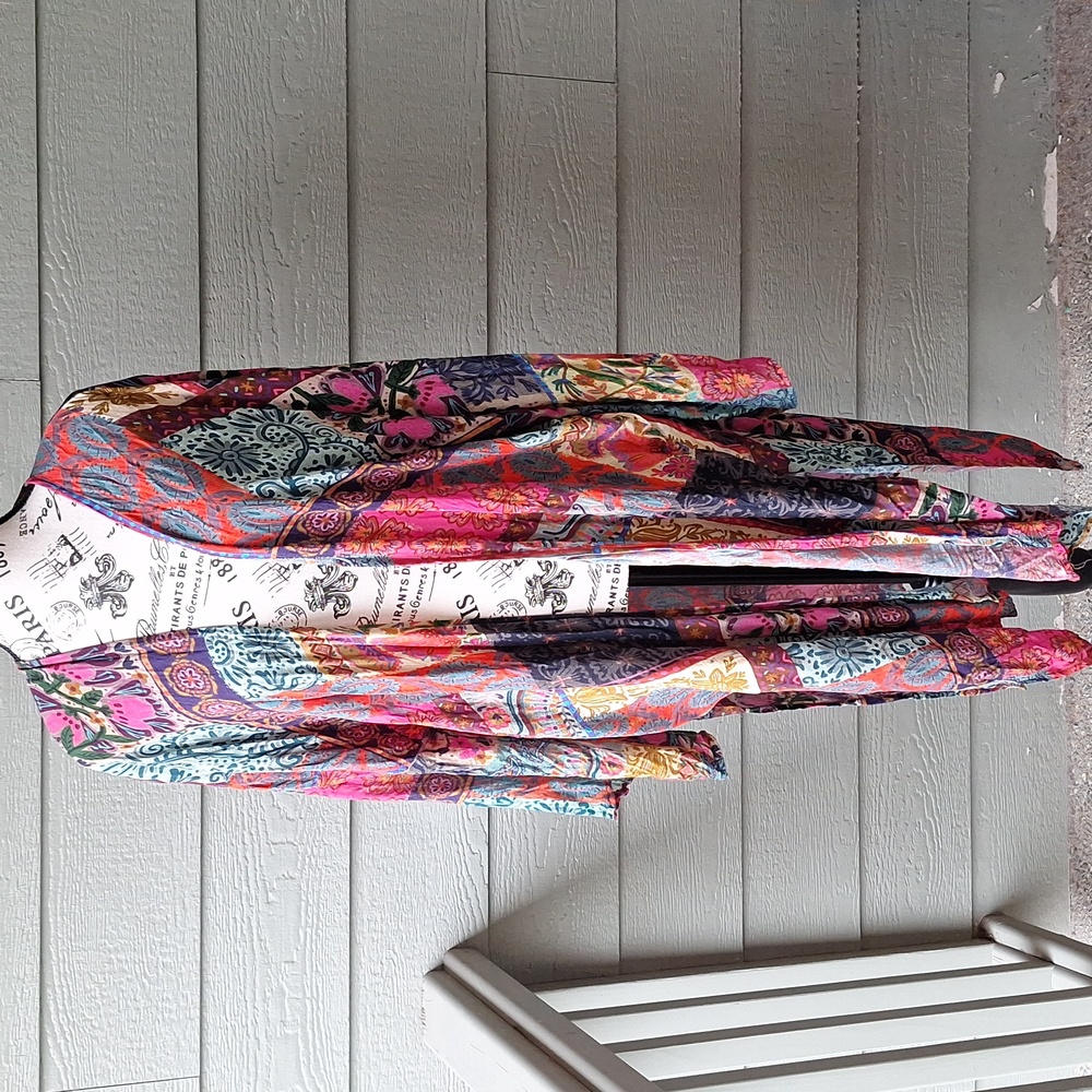 Natural Life Sierra Patchwork Print Duster Size L/XL Boho Multicolor Casual - Picture 3 of 11